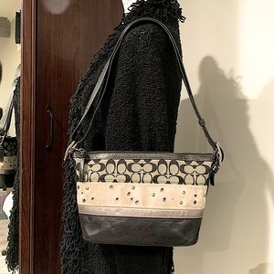 Coach Suede Canvas Leather/ Crossbody Shoulder Bag